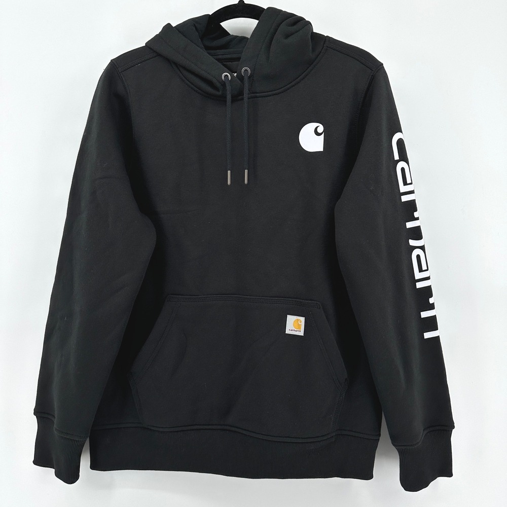 Carhartt Womens Logo Graphic Hoodie Black TS0288-W Size Small Regular Fit - Picture 1 of 8
